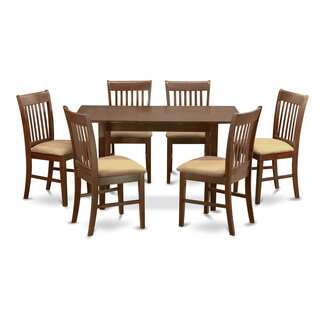 Mahogany Leaf and 6 Dining Room Chairs 7-piece Dining Set