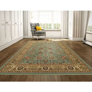 Ottomanson Ottohome Collection Persian Style Rug Oriental Rugs Sage Green/ Aqua Blue Runner Rug (8'2 x 9'10)
