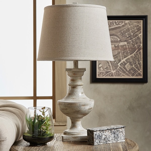 Hyperion Sanded Off-white 1-light Accent Table Lamp by TRIBECCA HOME