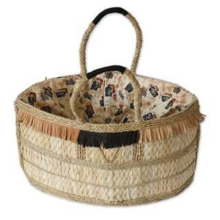 Handcrafted Natural Fiber 'Shopping Basket' Handbag (Ghana)