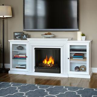 Real Flame Frederick White Entertainment Center Gel Fuel 72-inch Fireplace
