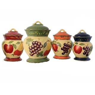 Harvest 4-piece Hand-painted Food Storage Canister Set