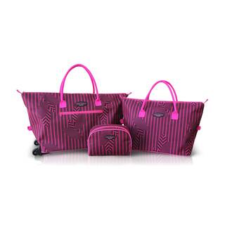 Jacki Design 3-piece Rolling Tote Bag and Cosmetic Bag Set