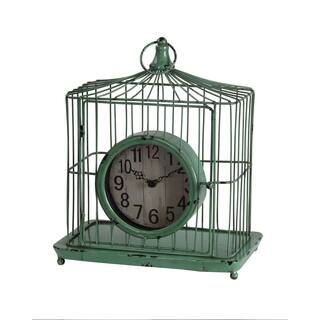 Privilege Green Iron Birdcage Design Table Clock