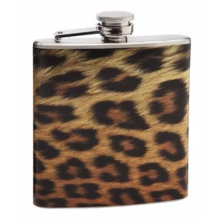 Top Shelf Realistic Leopard Pattern 6-ounce Hip Flask