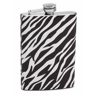 Top Shelf Authentic 8-ounce White and Black Zebra Print Flask