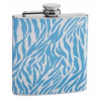Top Shelf Blue and White Zebra Print 6-ounce Hip Flask