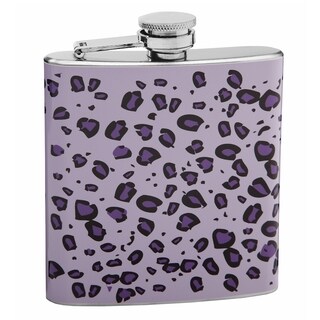 Top Shelf Purple on Purple 6-ounce Leopard Skin Print Hip Flask