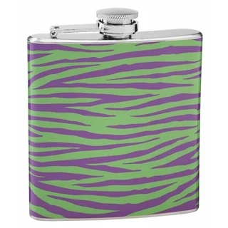 Top Shelf Green and Purple 6-ounce Tiger Print Flask