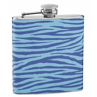 Top Shelf Light and Dark Blue Tiger Print 6-ounce Hip Flask