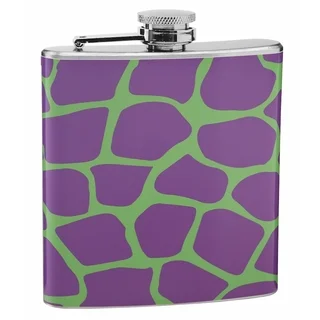 Top Shelf Purple and Green Giraffe Print 6-ounce Hip Flask