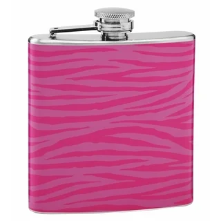 Top Shelf Pink on Pink Tiger Print 6-ounce Drinking Flask