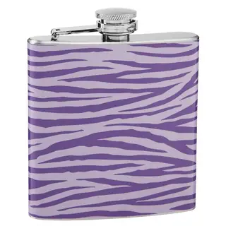 Top Shelf Light and Dark Purple Tiger Print 6-ounce Hip Flask