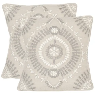 Safavieh Aiyana Grey Stone Throw Pillows (20-inches x 20-inches) (Set of 2)