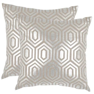 Safavieh Harper Pillow Silver Throw Pillows (22-inches x 22-inches) (Set of 2)