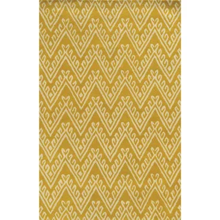 Yellow/ White Bradberry Downs Collection 100-percent Wool Accent Rug (3' x 5')