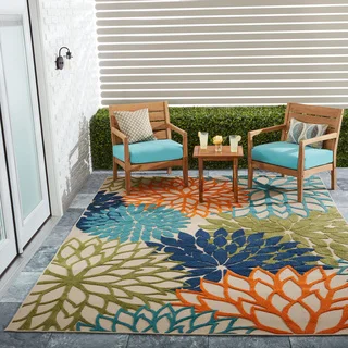 Nourison Aloha Floral Multicolor Indoor/ Outdoor Rug (5'3 x 7'5)