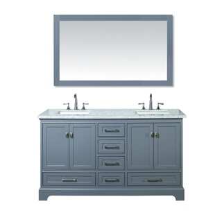 Stufurhome Grey 60-inch Double Sink Bathroom Vanity Set with Mirror