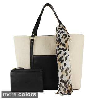 Emilie M. 3-in-1 Cindy Canvas Tote, Scarf and Wallet