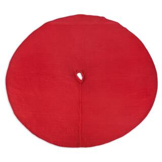 Fleece Brick Red 53-inch Round Hemmed Tree Skirt