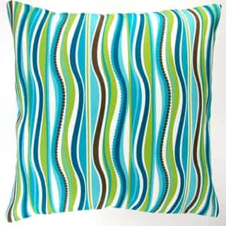 Artisan Pillows Indoor/ Outdoor 18-inch Blue Green Stripe Modern Caribbean Coastal Beach House Throw Pillow Cover (Set of 2)