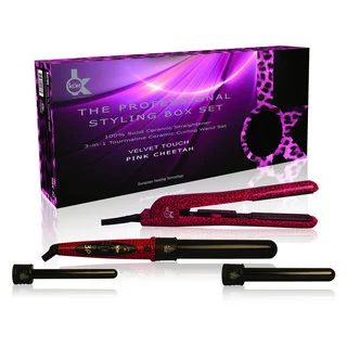 KOR Professional Styling Pink Cheetah 1.25-inch Flat Iron and Curler Set