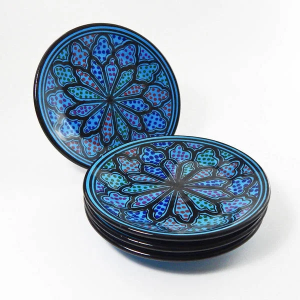 Handmade Side Plates (Set of 4) Turqa Design, by Le Souk Ceramique (Tunisia)