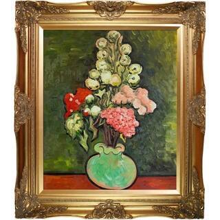 Vincent Van Gogh 'Still Life Vase with Rose-Mallows' Hand Painted Framed Canvas Art