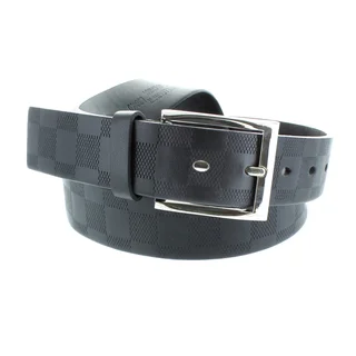 Faddism Men's 1.5-inch Genuine Leather Checker Pattern Belt