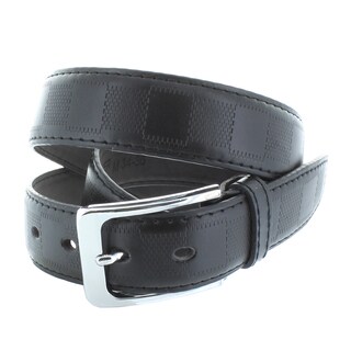 Faddism Men's 1.25-inch Genuine Leather Checker Pattern Belt
