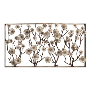 72-inch Contemporary Abstract Flower And Branches Montage Wall Sculpture