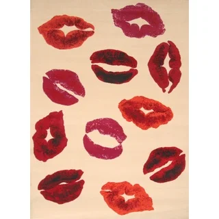 Greyson Living Lipstick Fun Creme/ Orange/ Red/ Pink/ Black Olefin Area Rug (5'3 x 7'6)