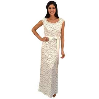 R&M Richards Ivory Lace Sash Evening Gown Size 8