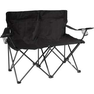31.5-inch Black Loveseat Style Double Camp Chair with Steel Frame