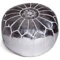 Handcrafted Moroccan Faux Leather Pouf Ottoman (Morocco)