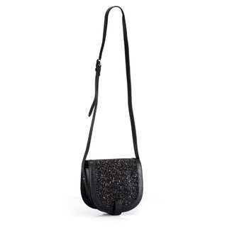 Phive Rivers Leather Black Glitter Crossbody Bag (Italy)
