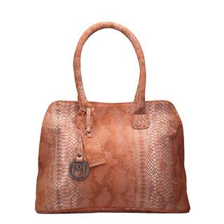 Phive Rivers Leather Orange Snakeskin Print Handbag (Italy)