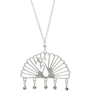 Silvertone Long Peacock Necklace (India)