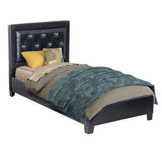 CorLiving San Antonio Button-tufted Black Leatherette Upholstered Bed
