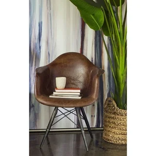 Aurelle Home Beat Mid Century Modern Distressed Rustic Leather Chair