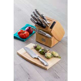 Chicago Cutlery 19-Piece Insignia Steel Knife Block with In-Block Sharpener and Cutting Board