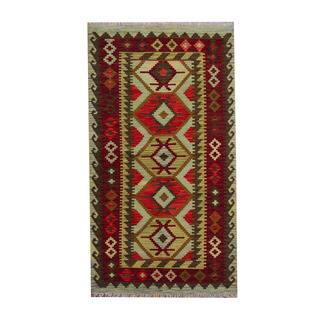 Herat Oriental Afghan Hand-woven Tribal Vegetable Dye Wool Kilim (3'7 x 6'6)