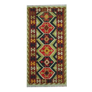 Herat Oriental Afghan Hand-woven Tribal Vegetable Dye Wool Kilim (3'5 x 6'9)