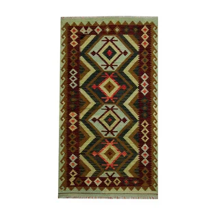 Herat Oriental Afghan Hand-woven Tribal Vegetable Dye Wool Kilim (3'8 x 6'6)