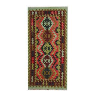 Herat Oriental Afghan Hand-woven Tribal Vegetable Dye Wool Kilim (3'3 x 6'7)