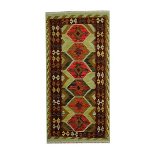 Herat Oriental Afghan Hand-woven Vegetable Dye Tribal Wool Kilim (3'4 x 6)