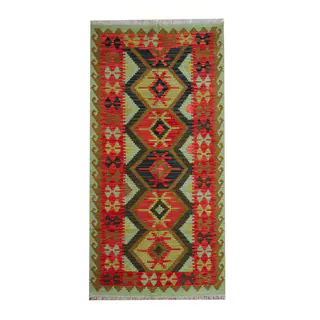 Herat Oriental Afghan Hand-woven Vegetable Dye Tribal Wool Kilim (3'4 x 6'7)