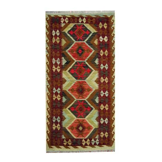 Herat Oriental Afghan Hand-woven Vegetable Dye Tribal Wool Kilim (3'4 x 6'6)