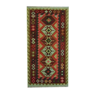 Herat Oriental Afghan Hand-woven Vegetable Dye Tribal Wool Kilim (3'6 x 6'7)
