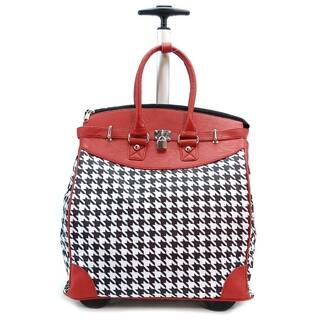 Classic Red Houndstooth Foldable Rolling Carry-on 14-inch Laptop/ Tablet Tote Bag